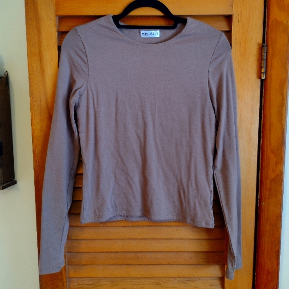 Juniors Taupe Long Sleeve Shirt
